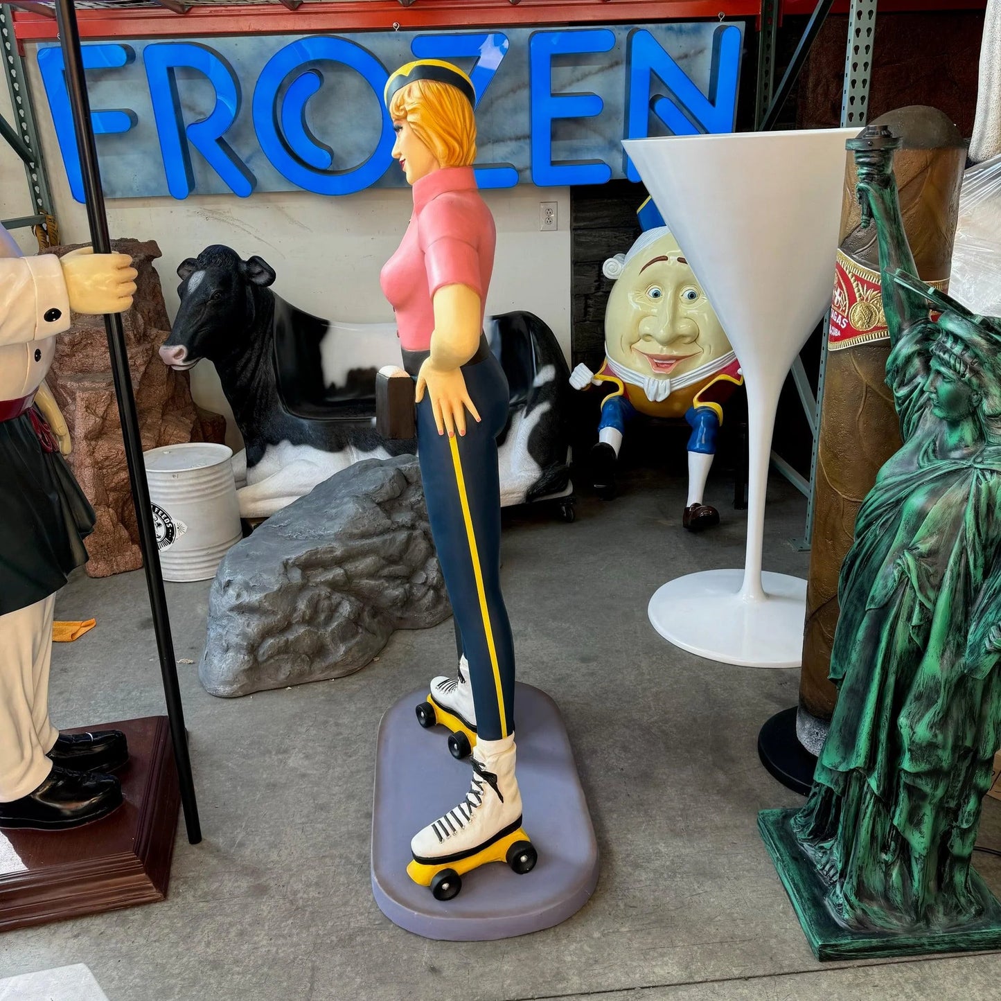 Car Hop Roller Skater Waitress With Menu Life Size Statue