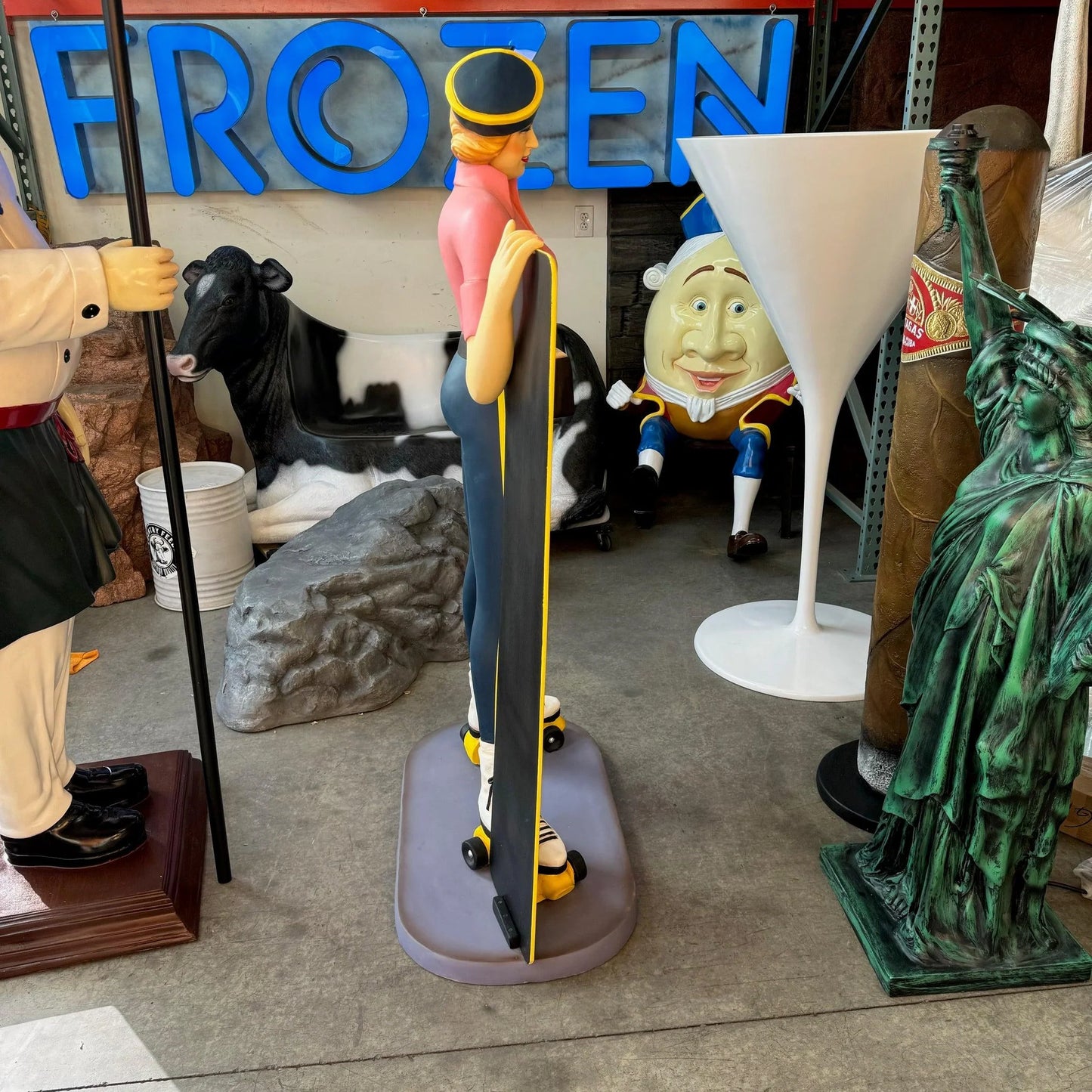 Car Hop Roller Skater Waitress With Menu Life Size Statue