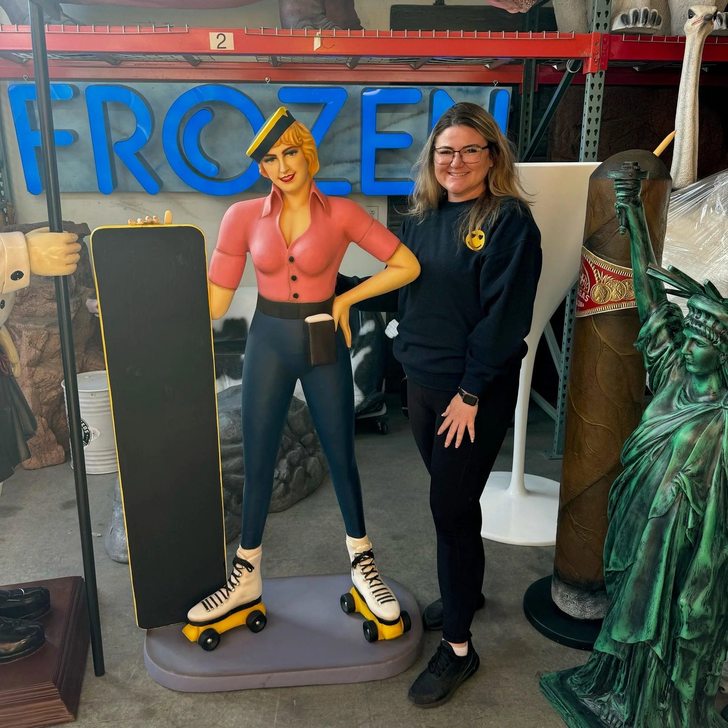 Car Hop Roller Skater Waitress With Menu Life Size Statue