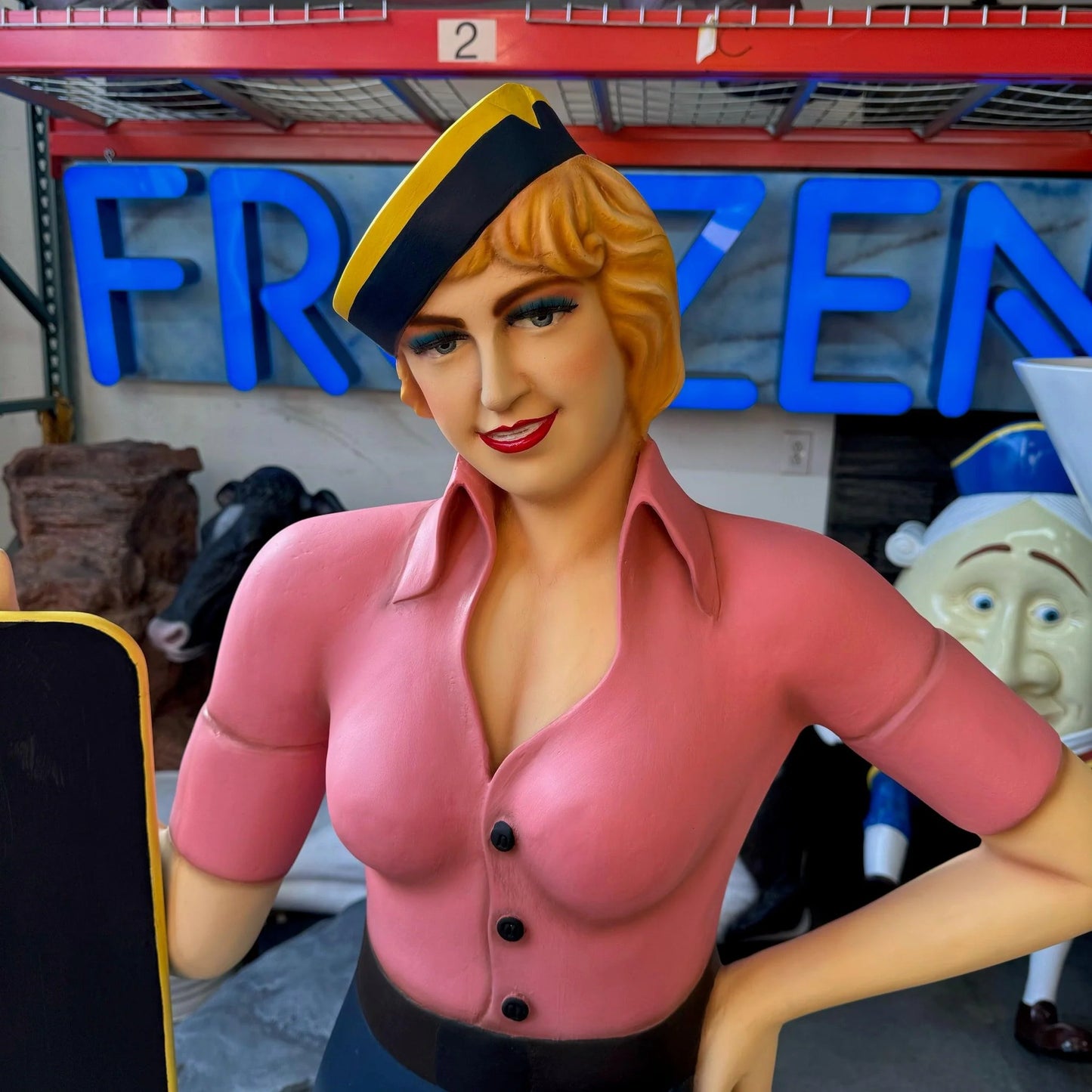 Car Hop Roller Skater Waitress With Menu Life Size Statue