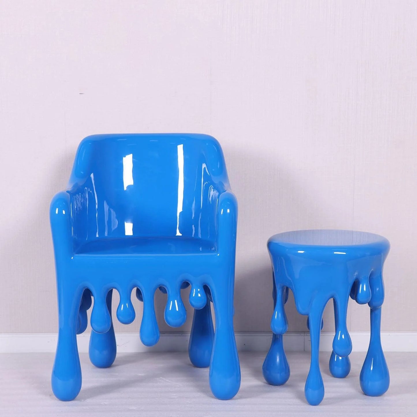 Blue Melting Drip Side Table Statue