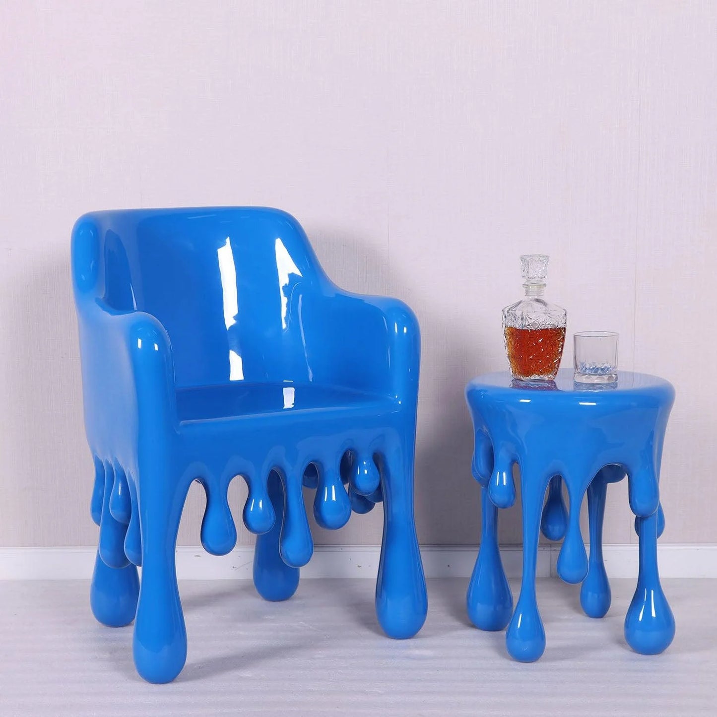 Blue Melting Drip Side Table Statue