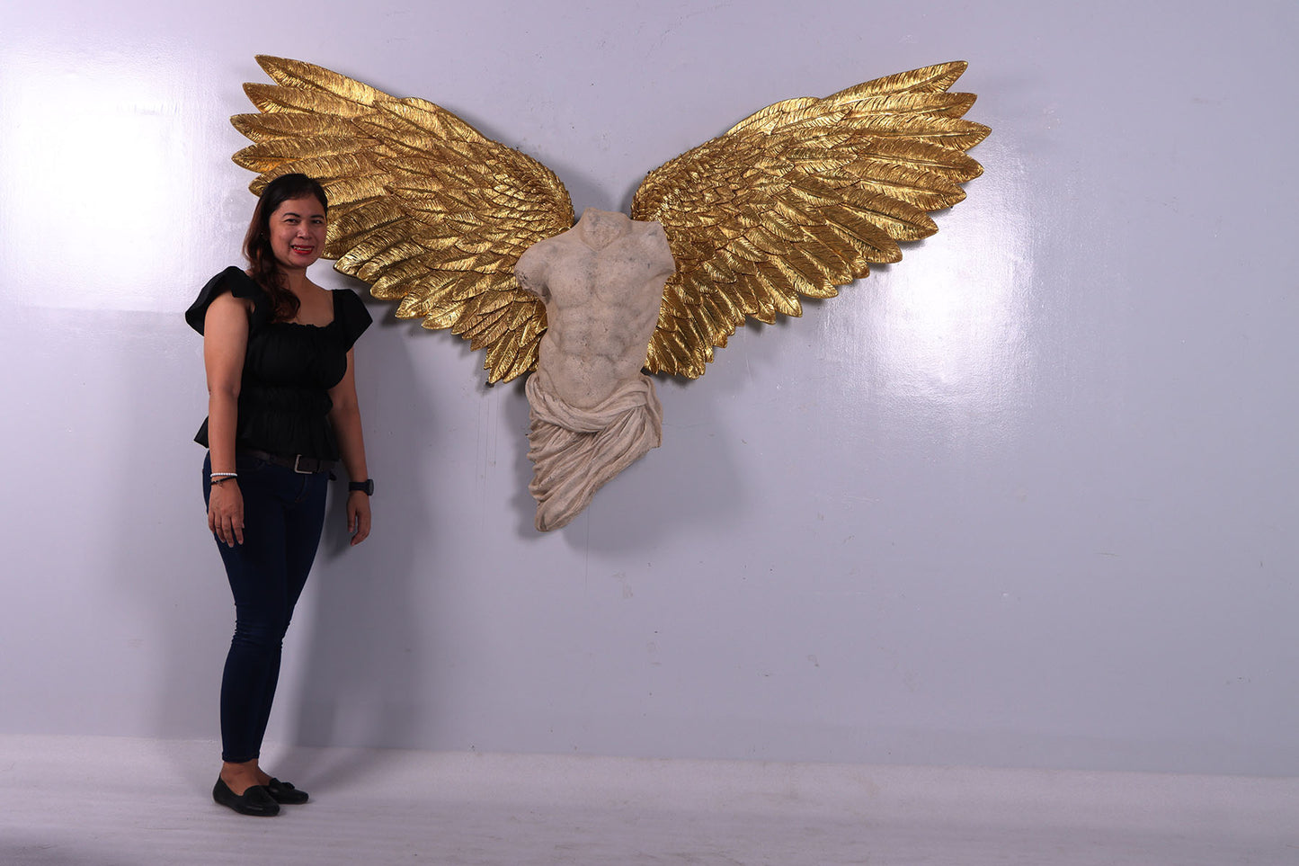 Male Stone Angel Wall Decor Statue