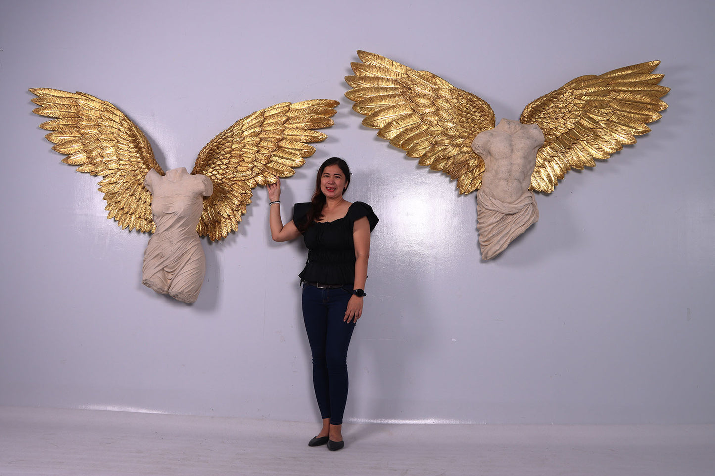 Male Stone Angel Wall Decor Statue