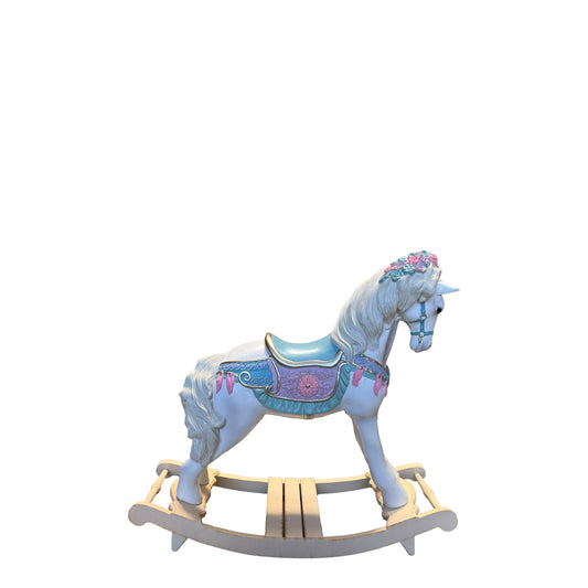 Blue Romantic Rocking Horse Statue