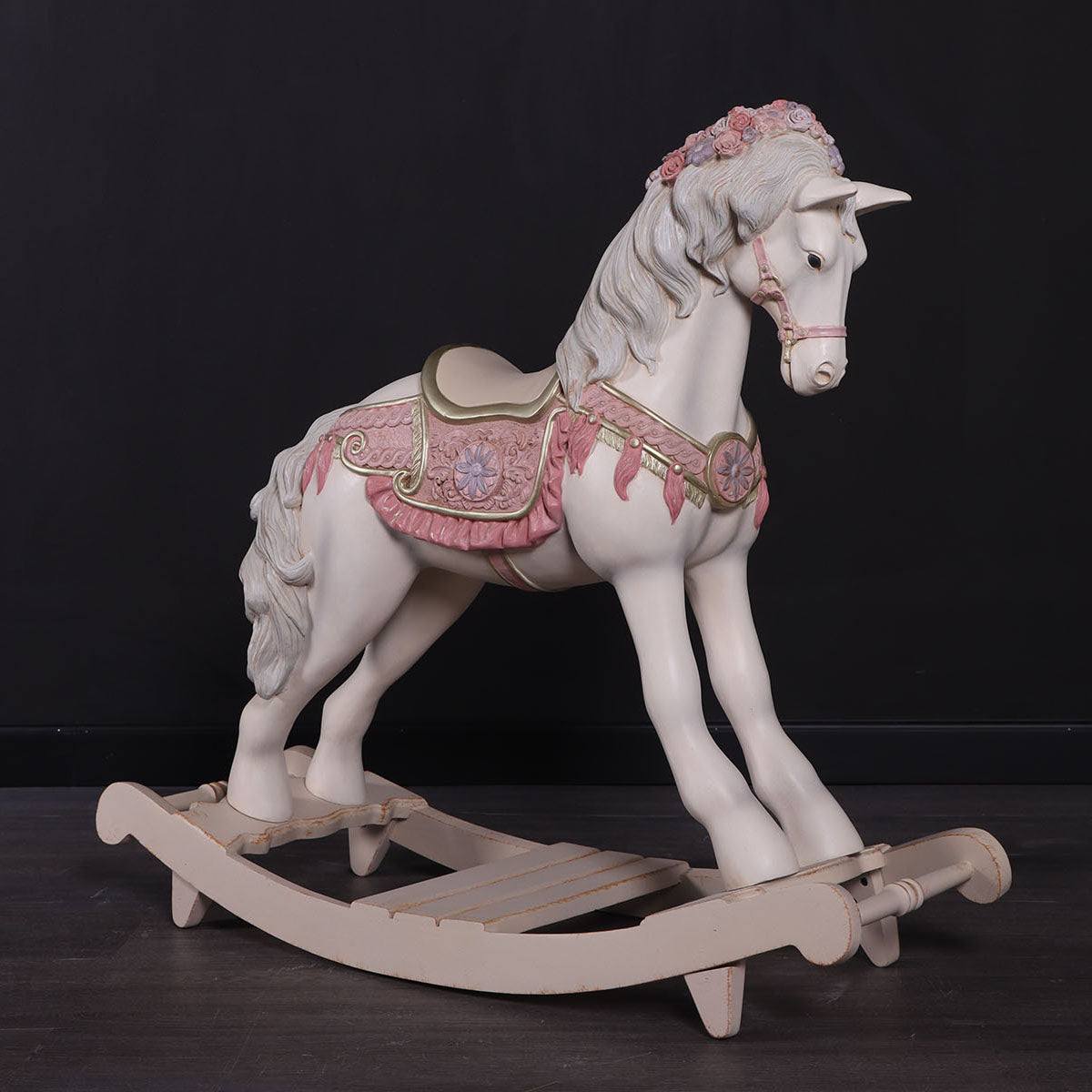 Pink Romantic Rocking Horse Statue
