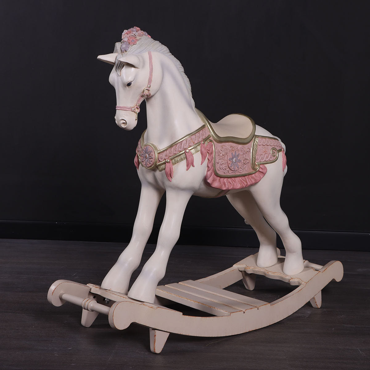 Pink Romantic Rocking Horse Statue