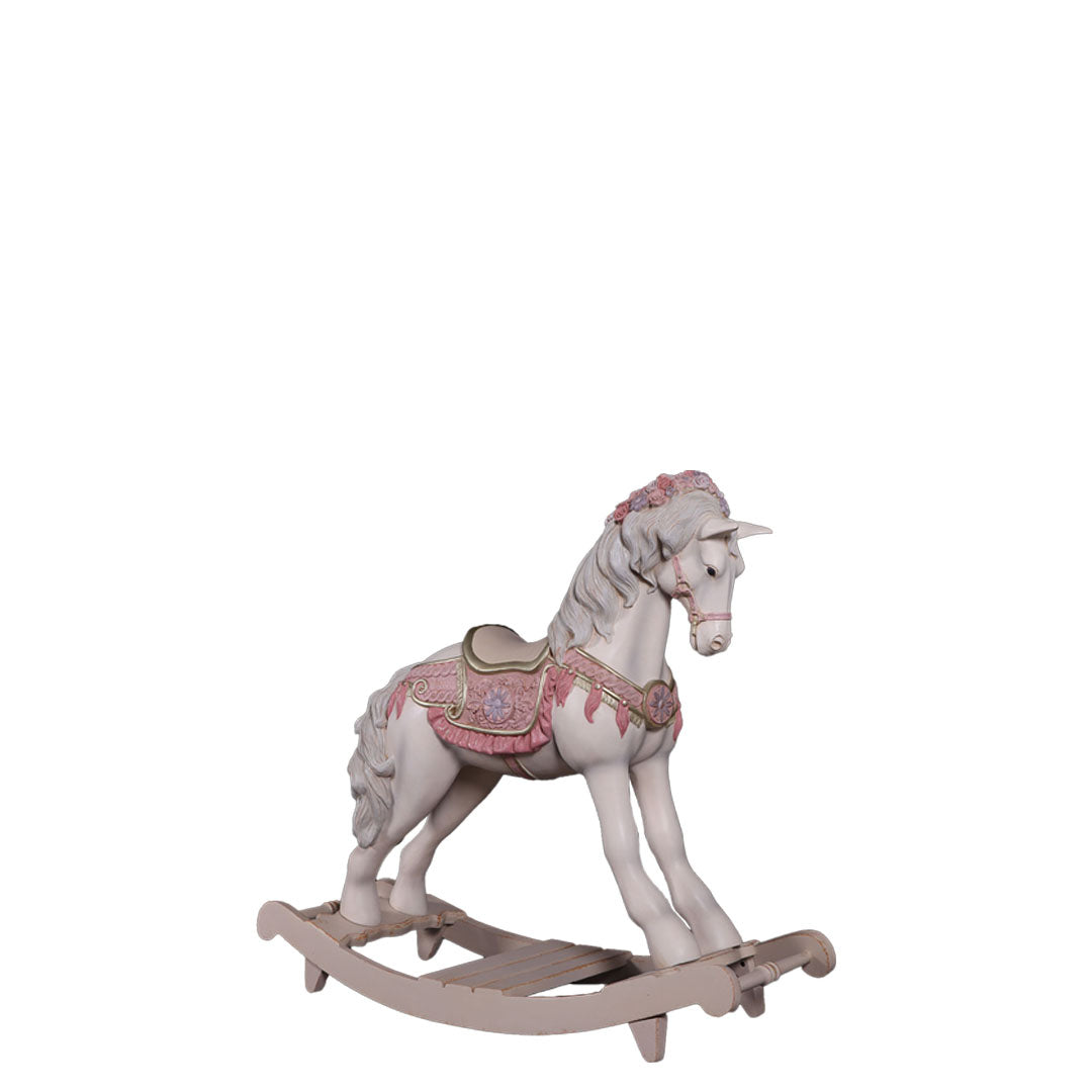 Pink Romantic Rocking Horse Statue