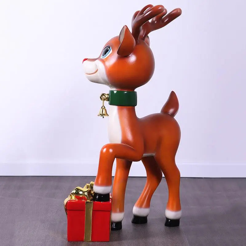 Funny Reindeer With Gift Statue S0278-210107-H