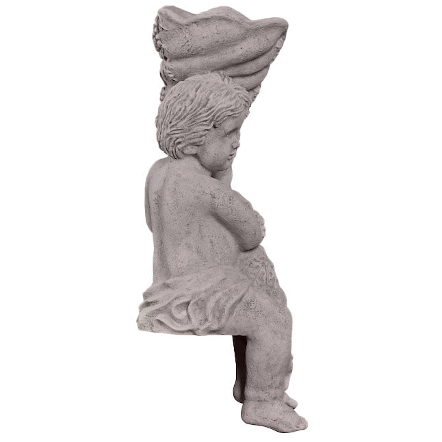 Sitting Boy with Fill Horn Stone Statue
