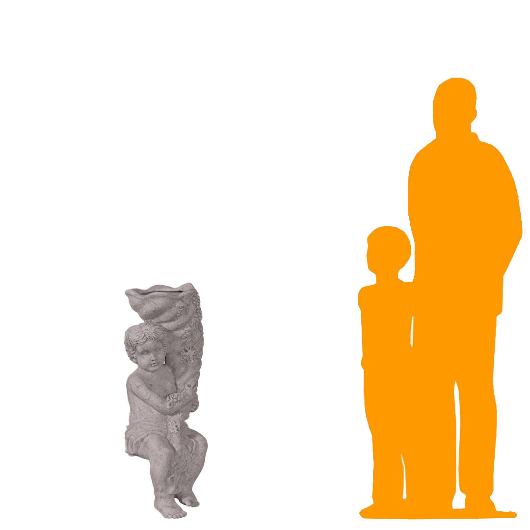 Sitting Boy with Fill Horn Stone Statue