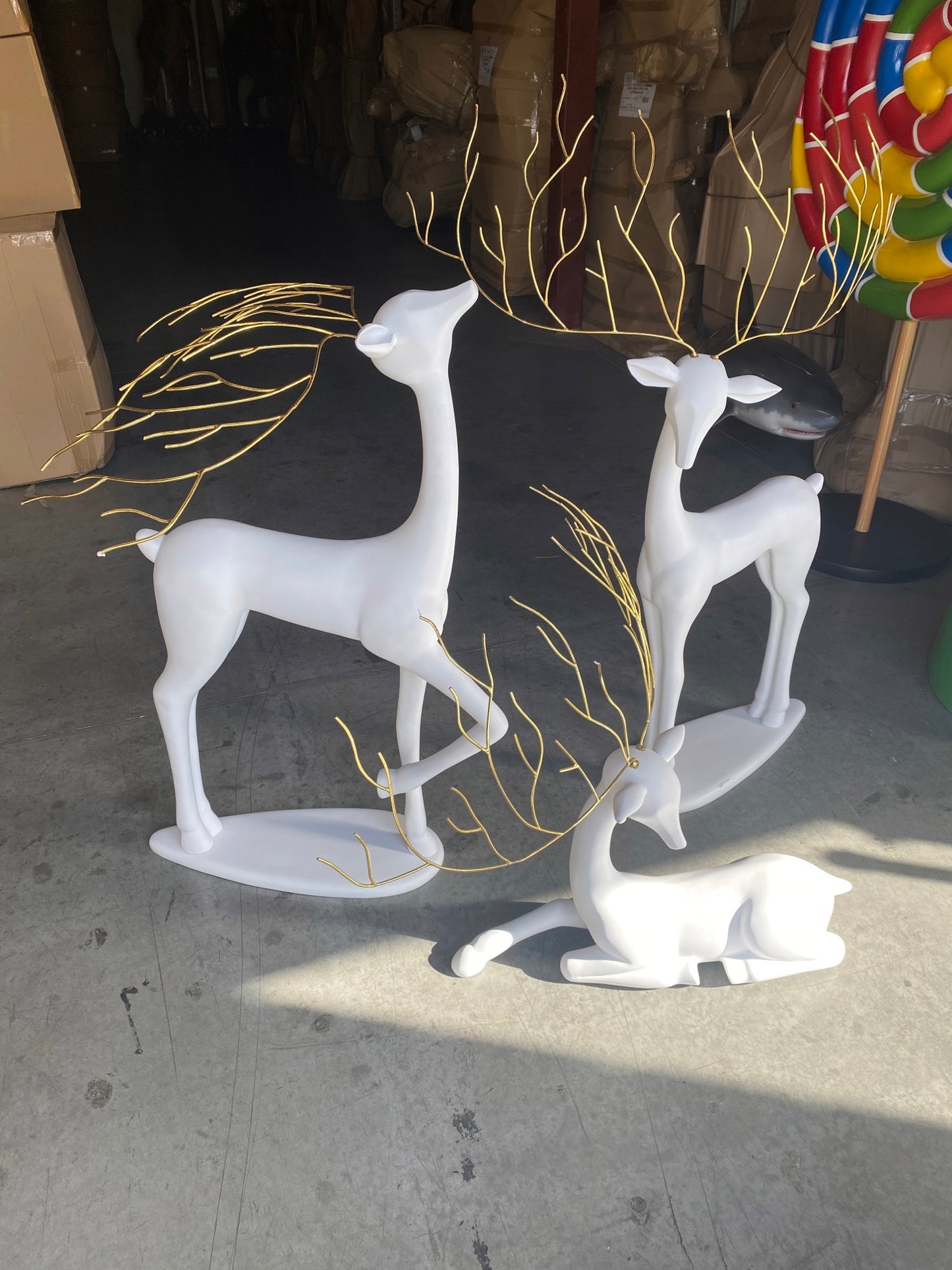 White Reindeer Glitz Collection Set of 3