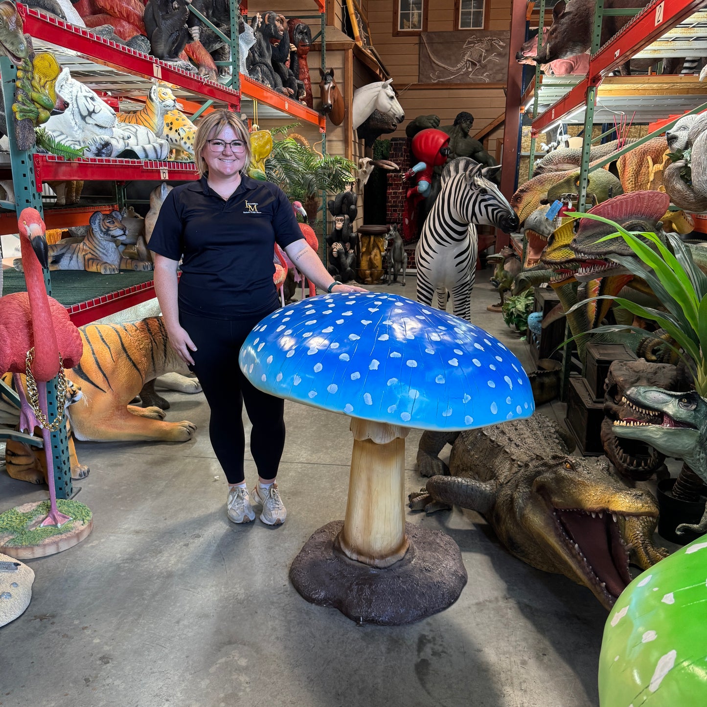 Large Blue Mushroom Statue