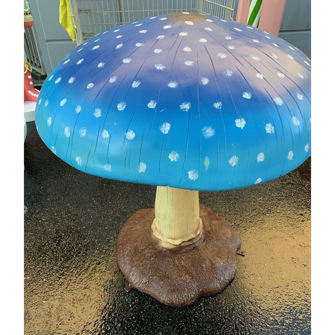 Large Blue Mushroom Statue