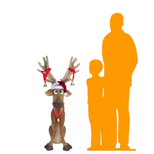 Sitting Funny Reindeer Statue