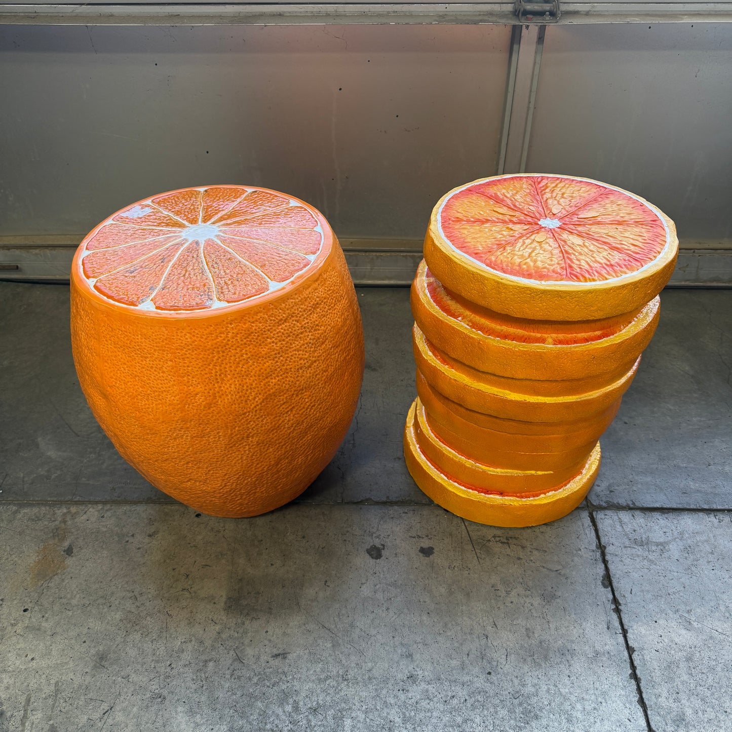 Orange Slices Fruit Table Stool Statue