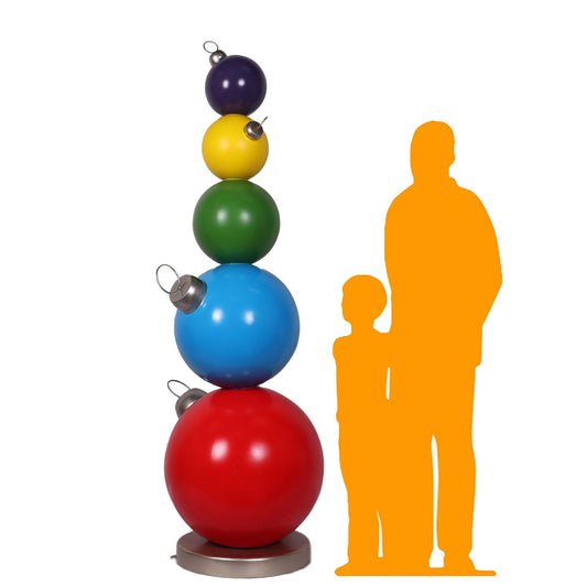Stacked Colored Christmas Ornaments Statue