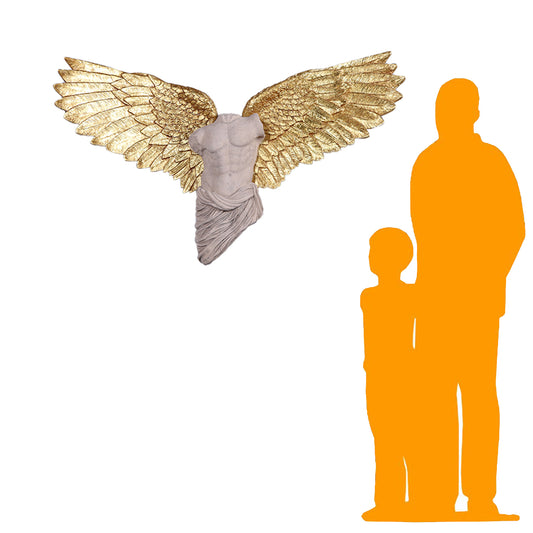 Small Male Stone Angel Wall Decor Statue