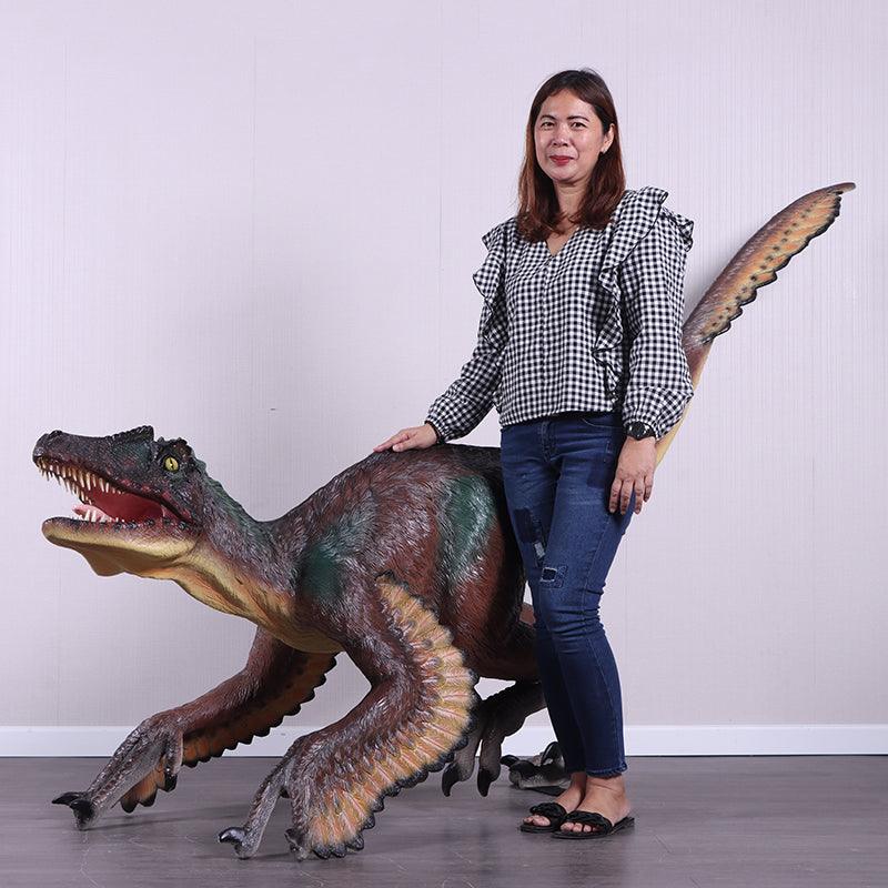 Feathered Velociraptor Dinosaur Statue