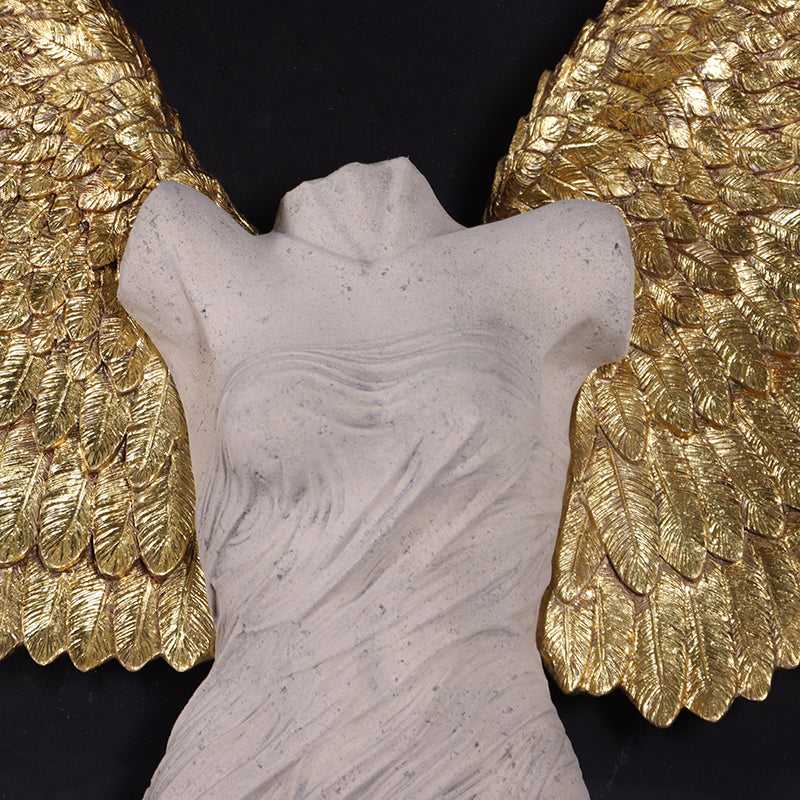 Small Female Stone Angel Wall Decor Statue