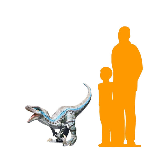 Blue Velociraptor Baby Dinosaur Statue
