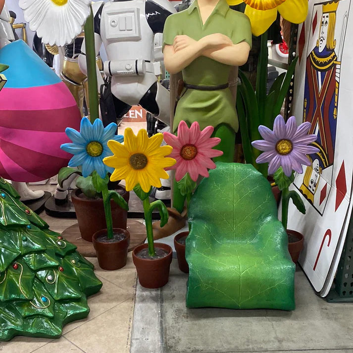 Small Blue Sunflower Statue