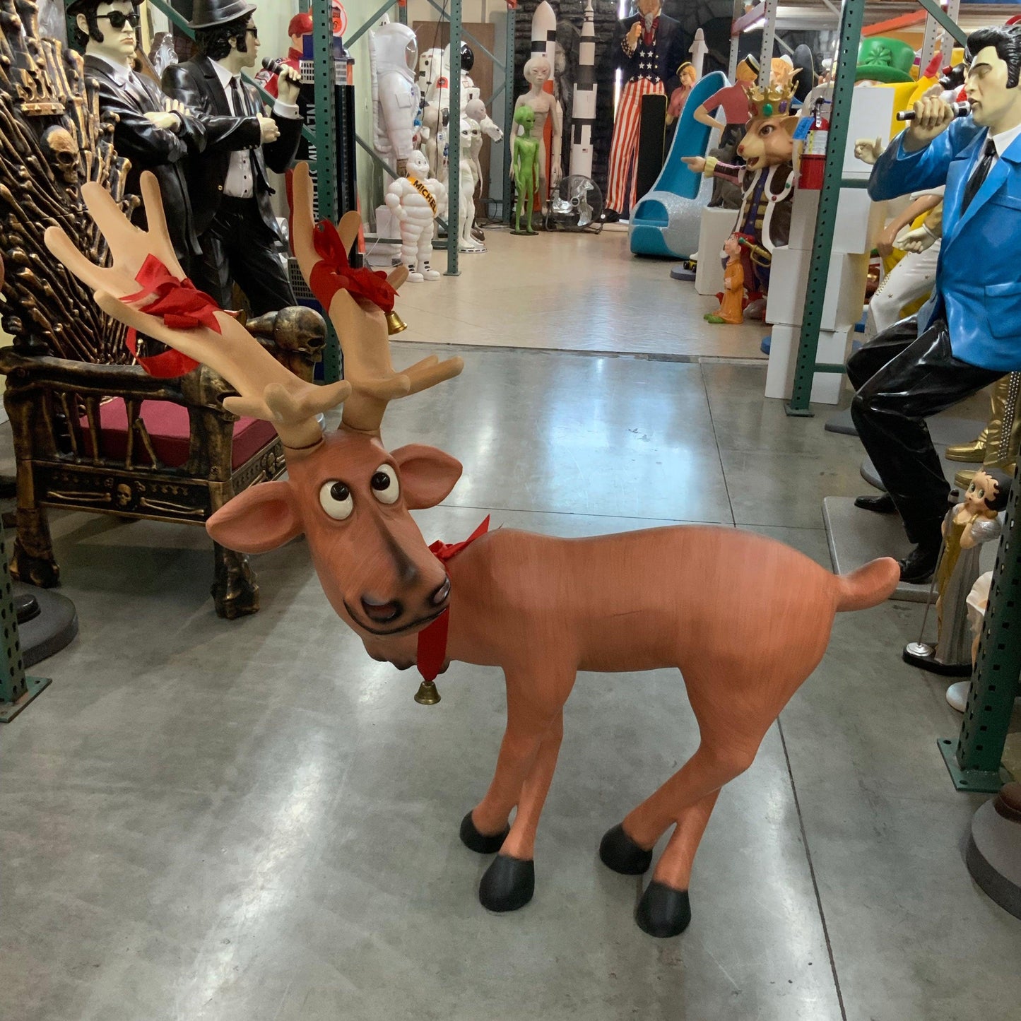 Tangled Standing Funny Reindeer Statue