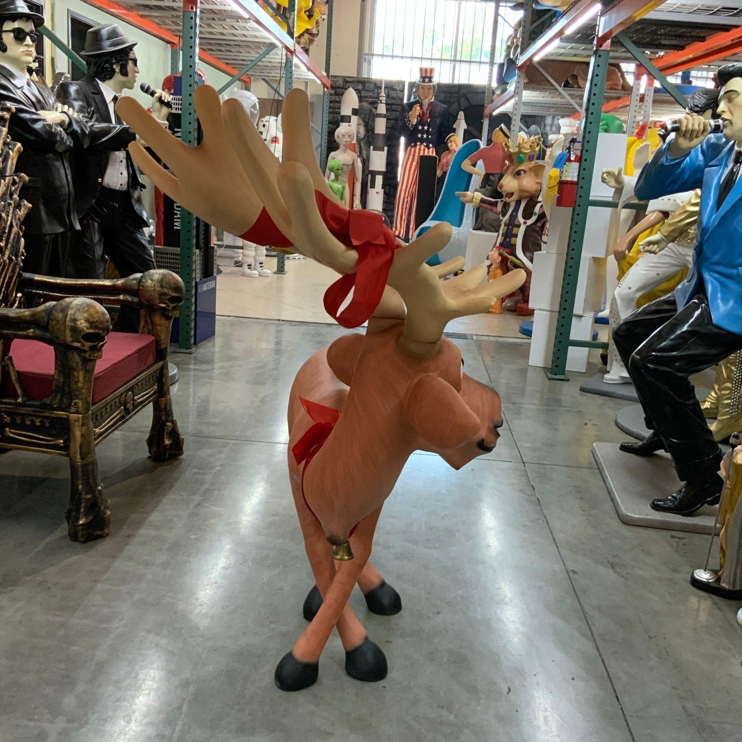 Tangled Standing Funny Reindeer Statue