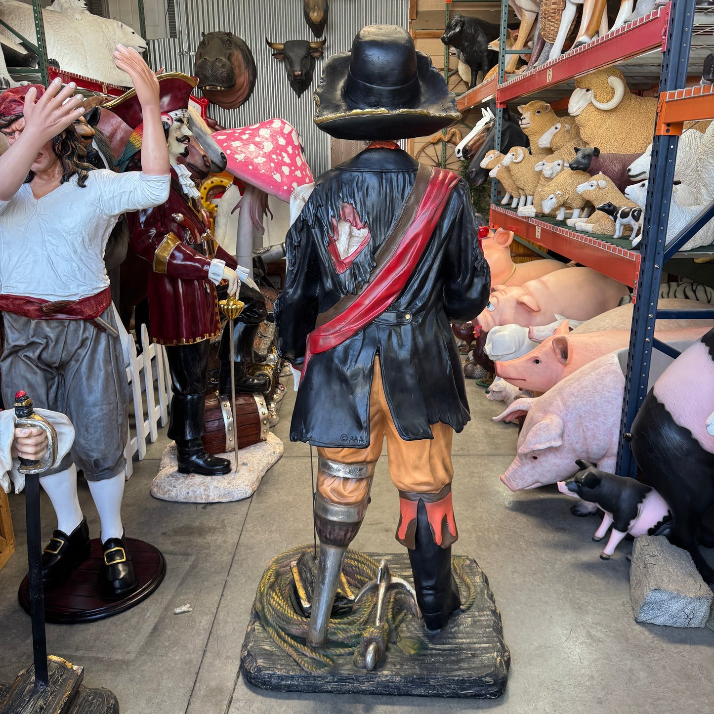 Pirate Captain Hook Skeleton Life Size Statue