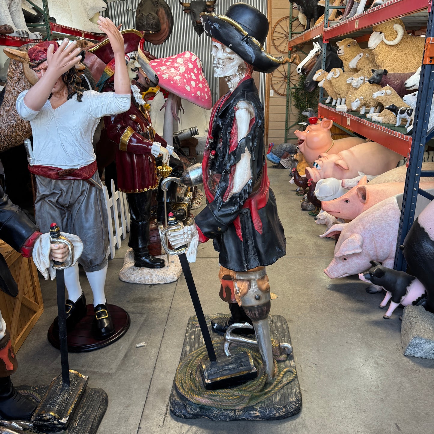 Pirate Captain Hook Skeleton Life Size Statue