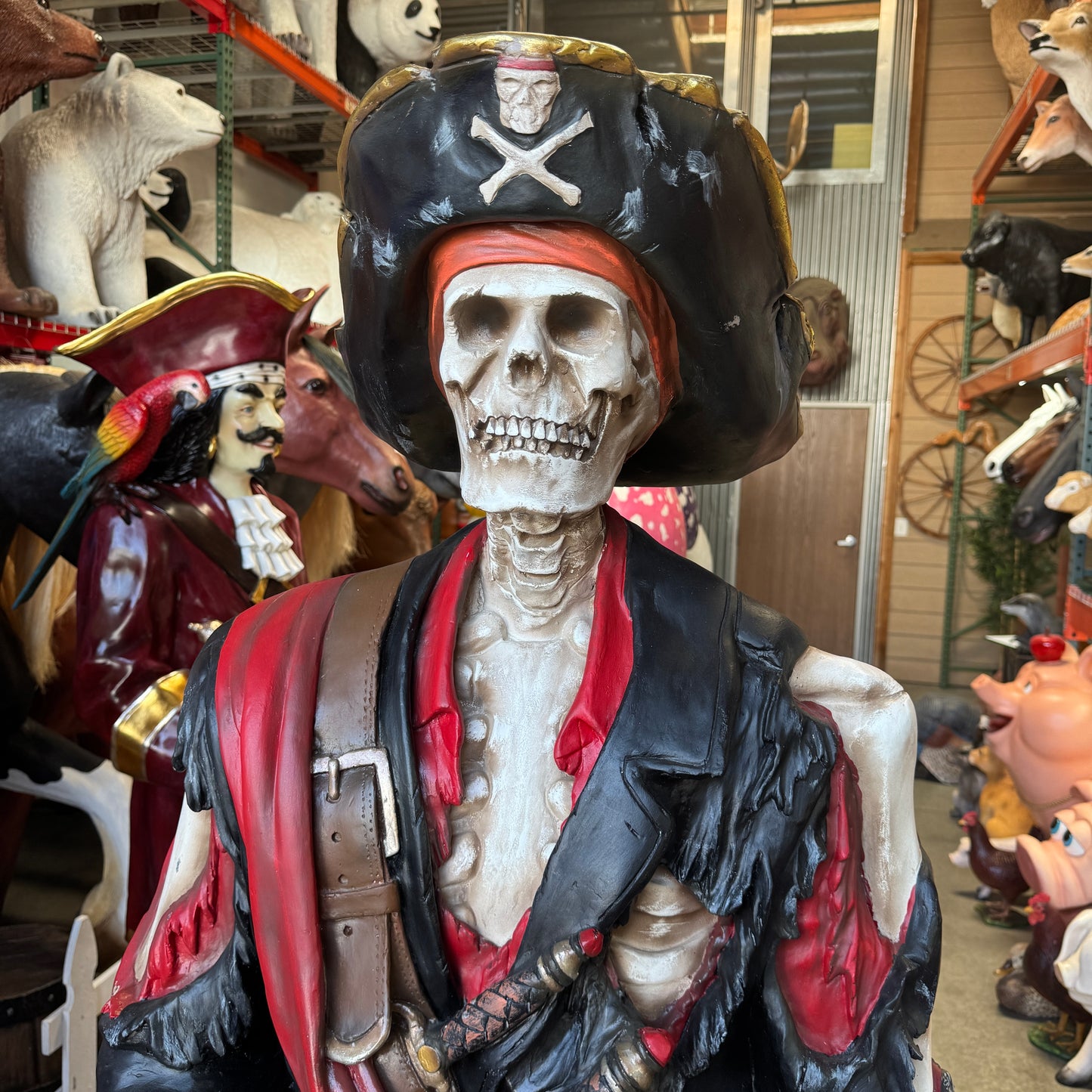 Pirate Captain Hook Skeleton Life Size Statue