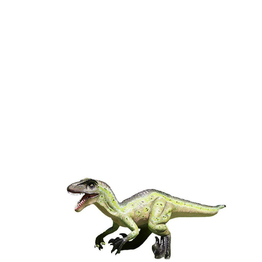 Green Velociraptor Baby Dinosaur Statue - LM Treasures Prop Rentals