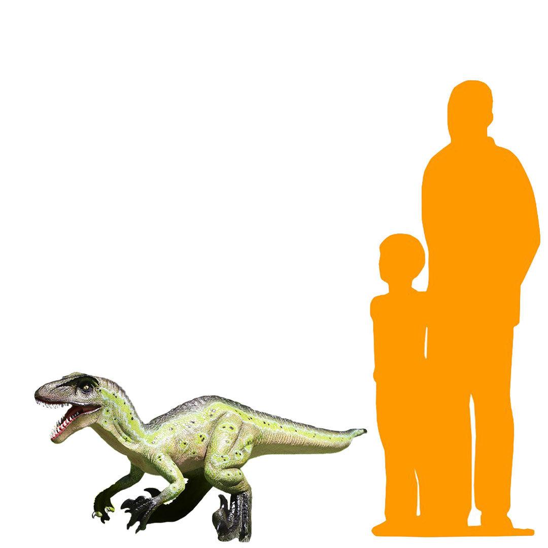 Green Velociraptor Baby Dinosaur Statue