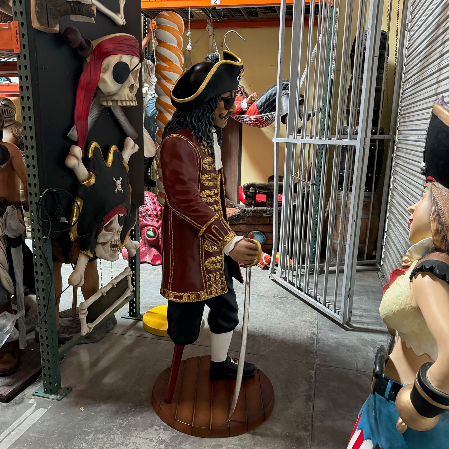 Pirate Captain Hook Wooden Leg Life Size Statue