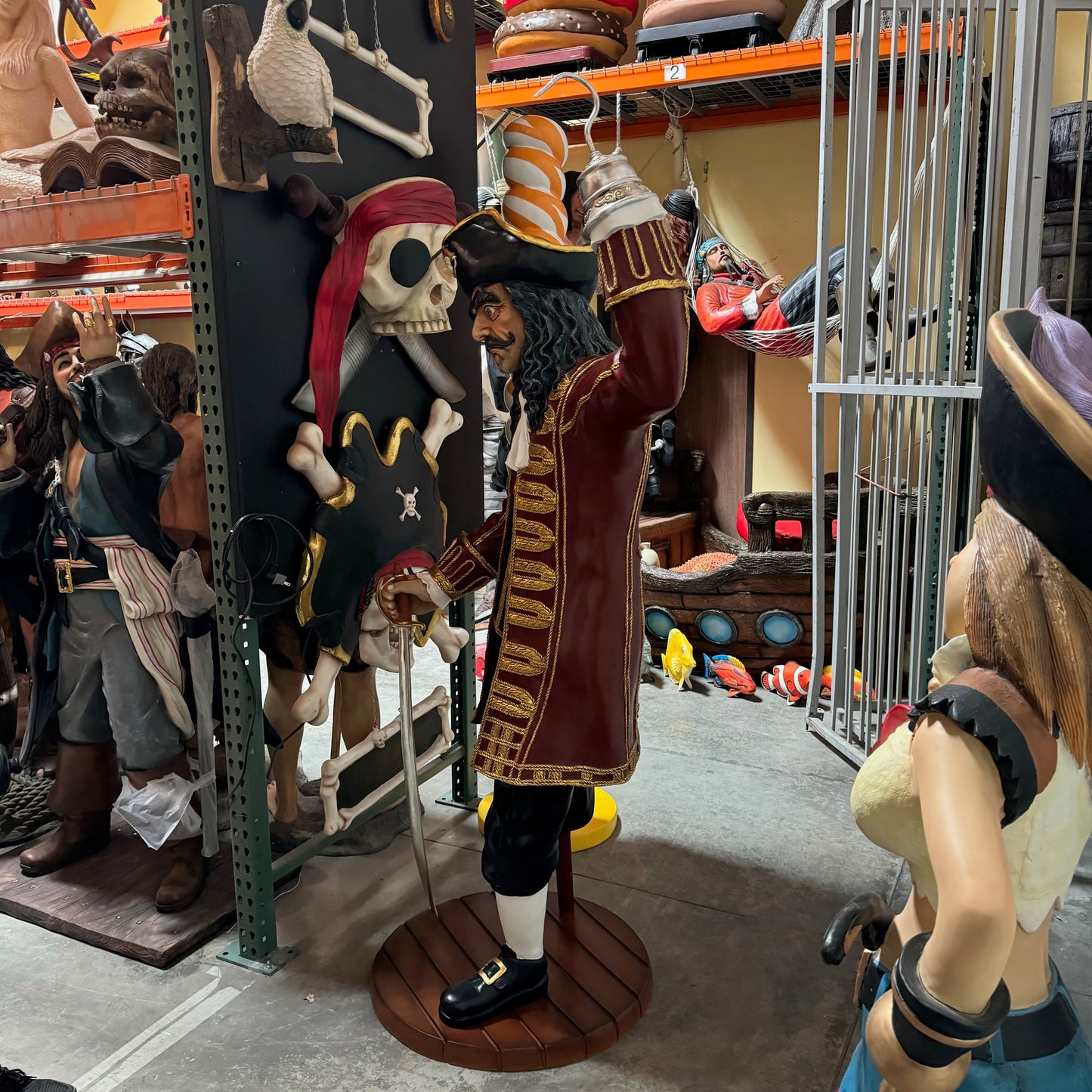 Pirate Captain Hook Wooden Leg Life Size Statue