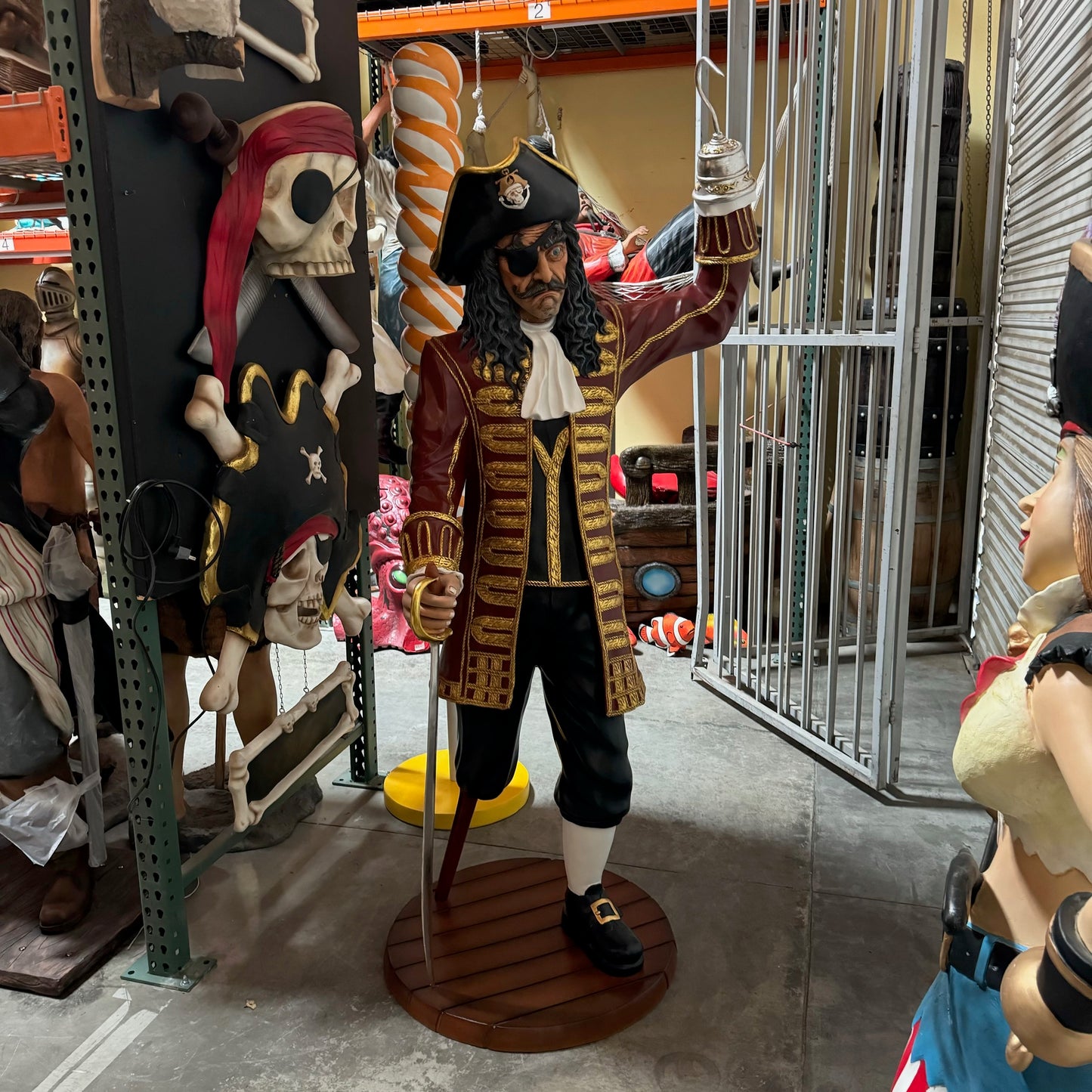 Pirate Captain Hook Wooden Leg Life Size Statue
