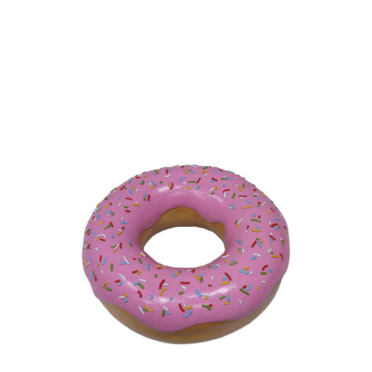 Large Pink Donut with Rainbow Sprinkles Statue