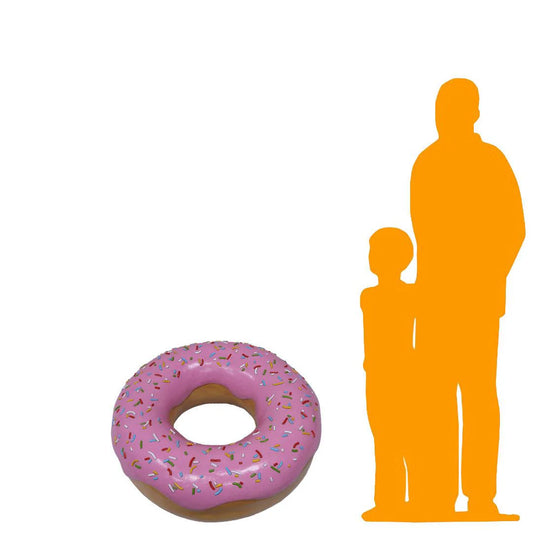 Large Pink Donut with Rainbow Sprinkles Statue