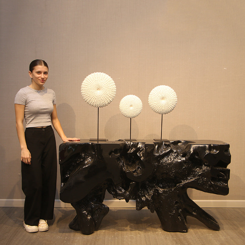 Large Sea Urchin on Stand Fossil Statue M0041L-240105-H