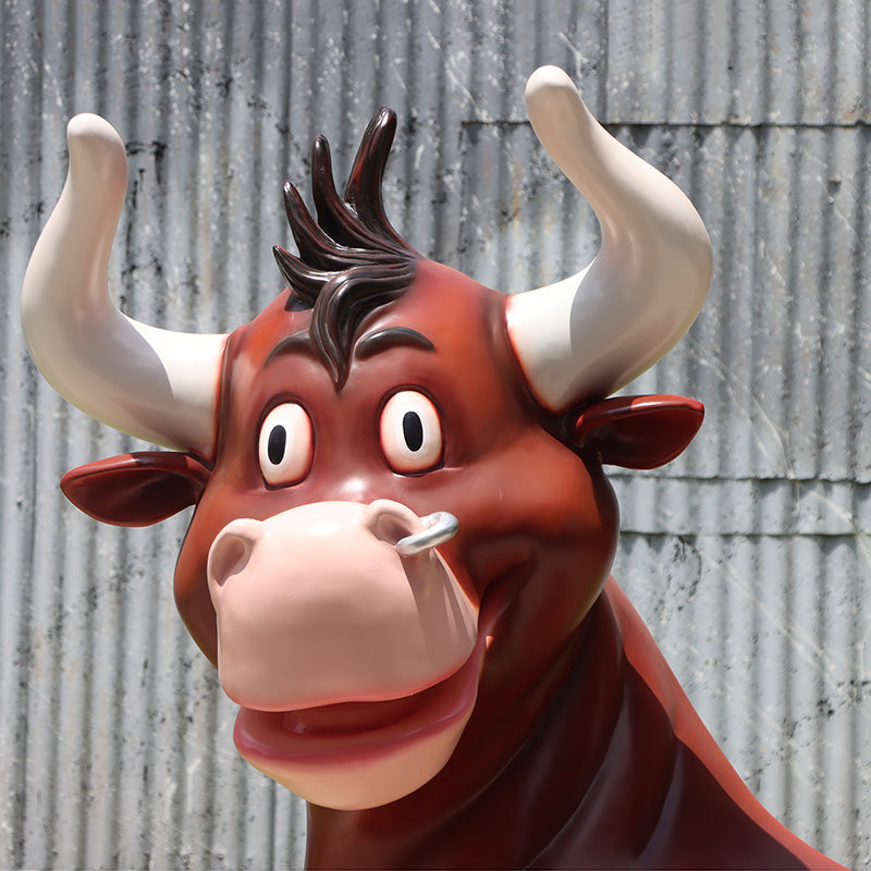 Comic Bull Life Size Statue A0675-240109-H