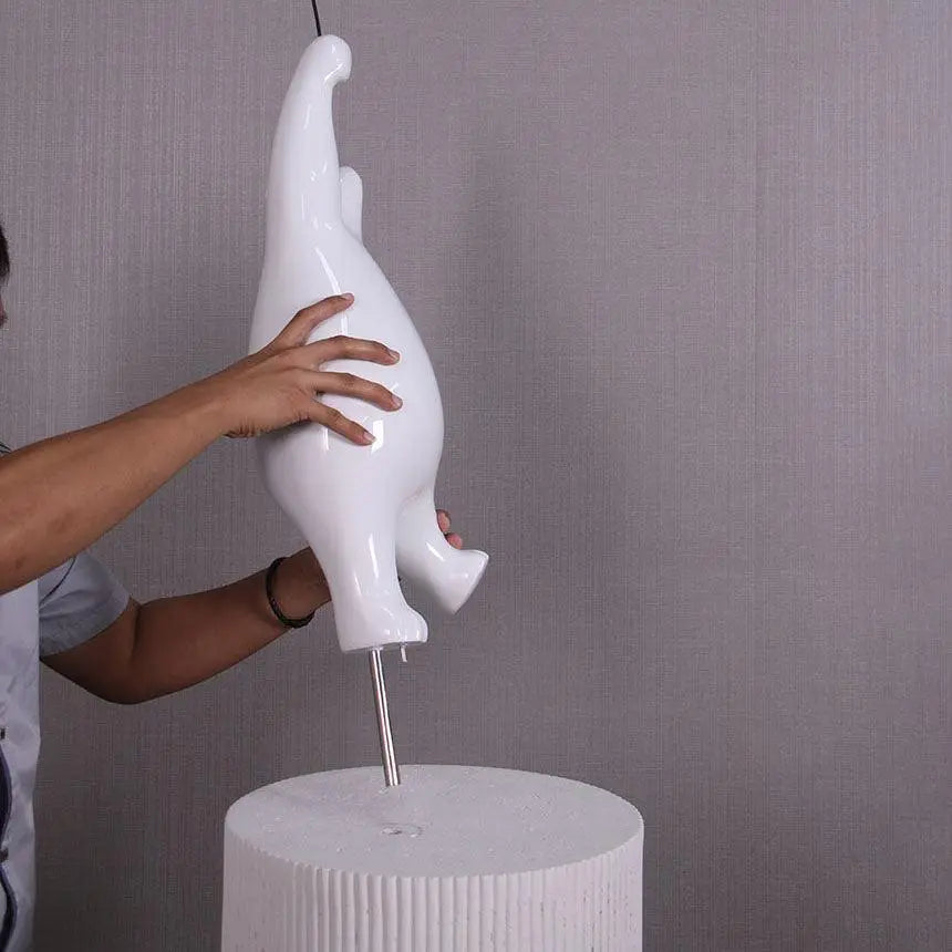 White Bear with Balloon on Pedestal Statue F0111W-240117-H