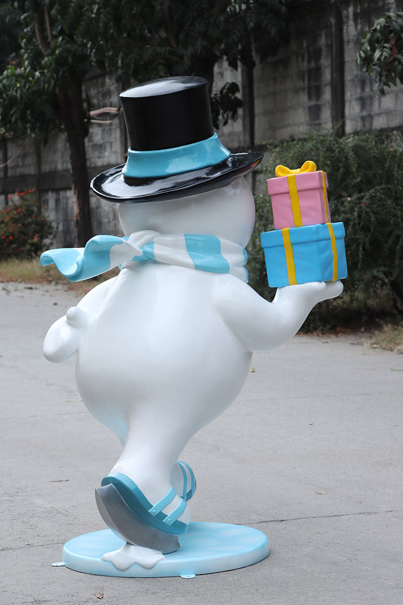 Ice Skating Snowman Father Statue