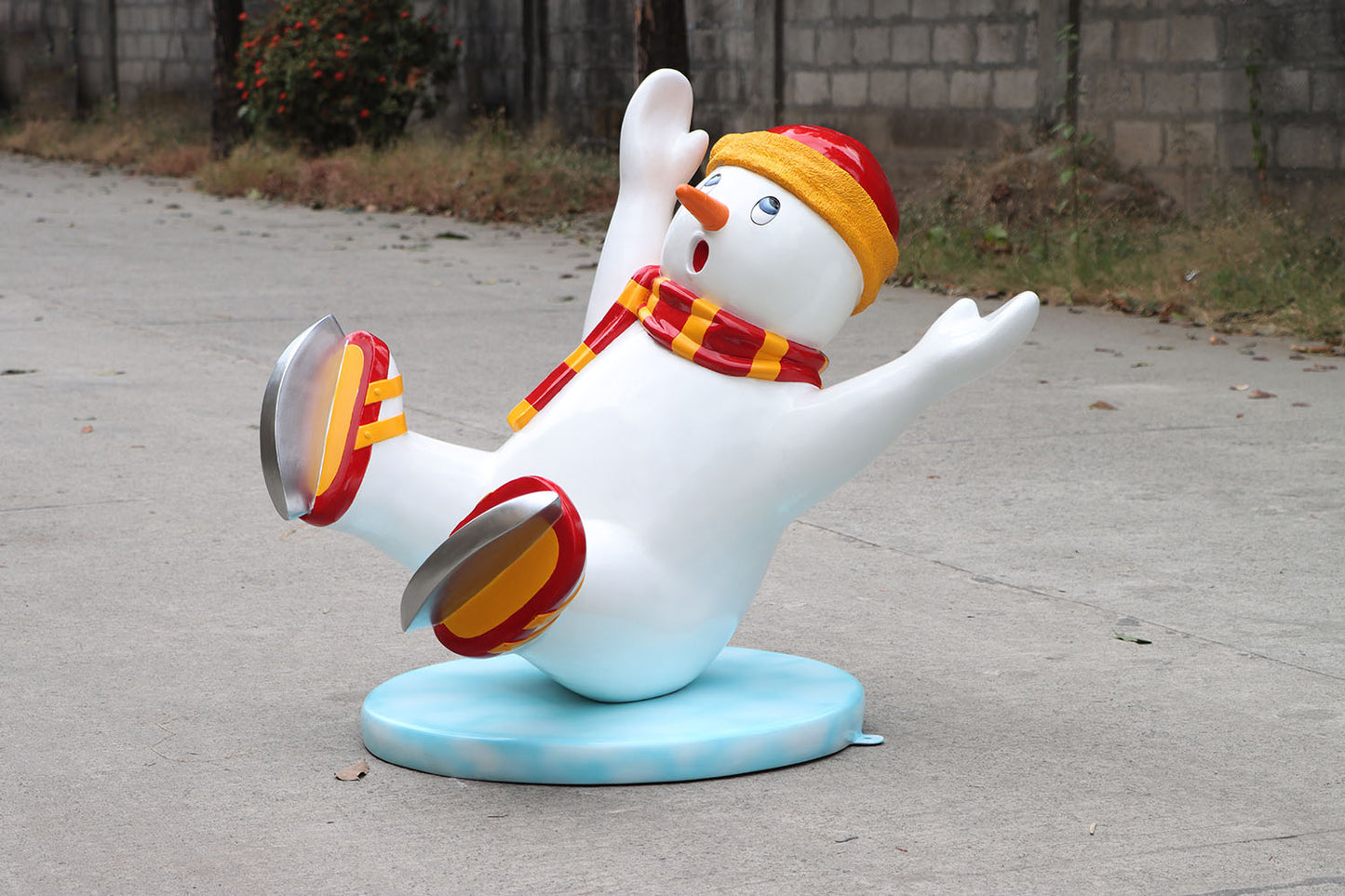 Ice Skating Snowman Son Statue