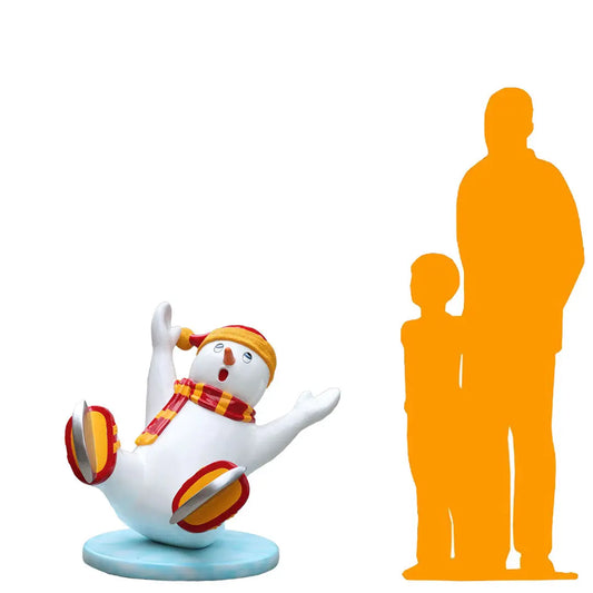 Ice Skating Snowman Son Statue S0031-240240-H