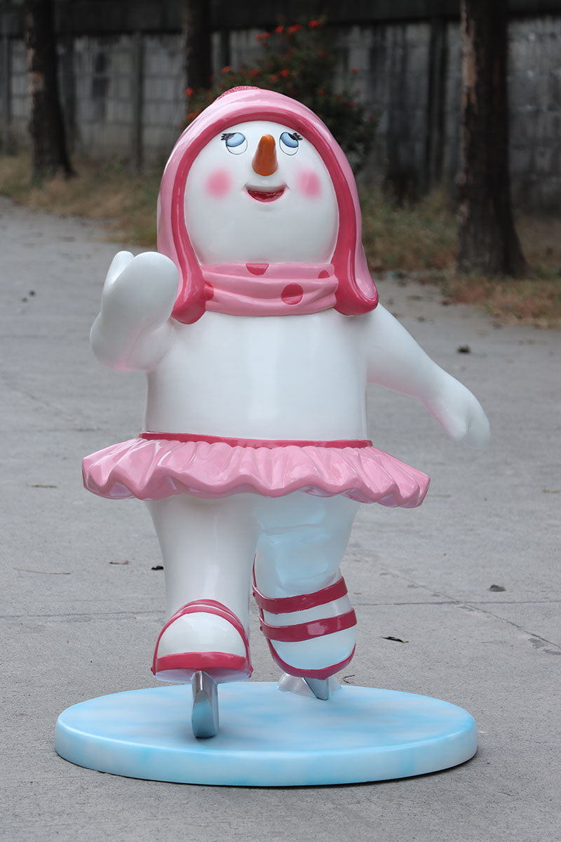 Ice Skating Snowman Daughter Statue