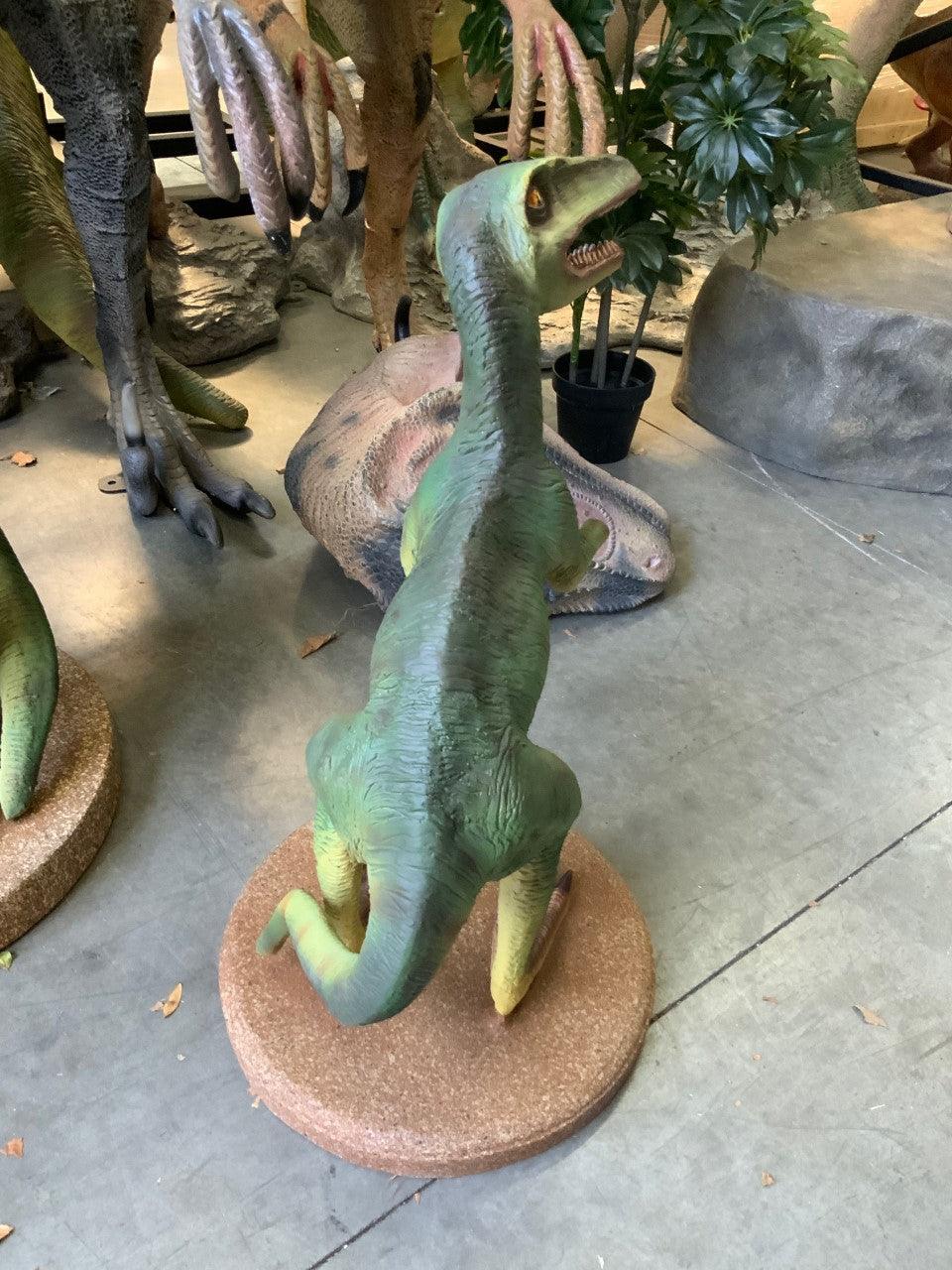 Small Green Raptor Dinosaur Statue
