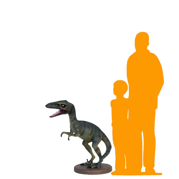 Green Raptor Dinosaur Statue