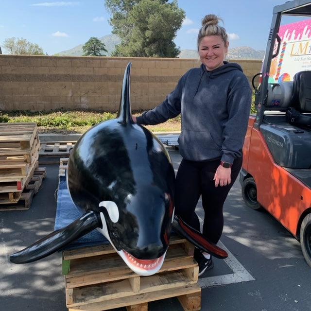 Hanging Baby Orca Whale Statue