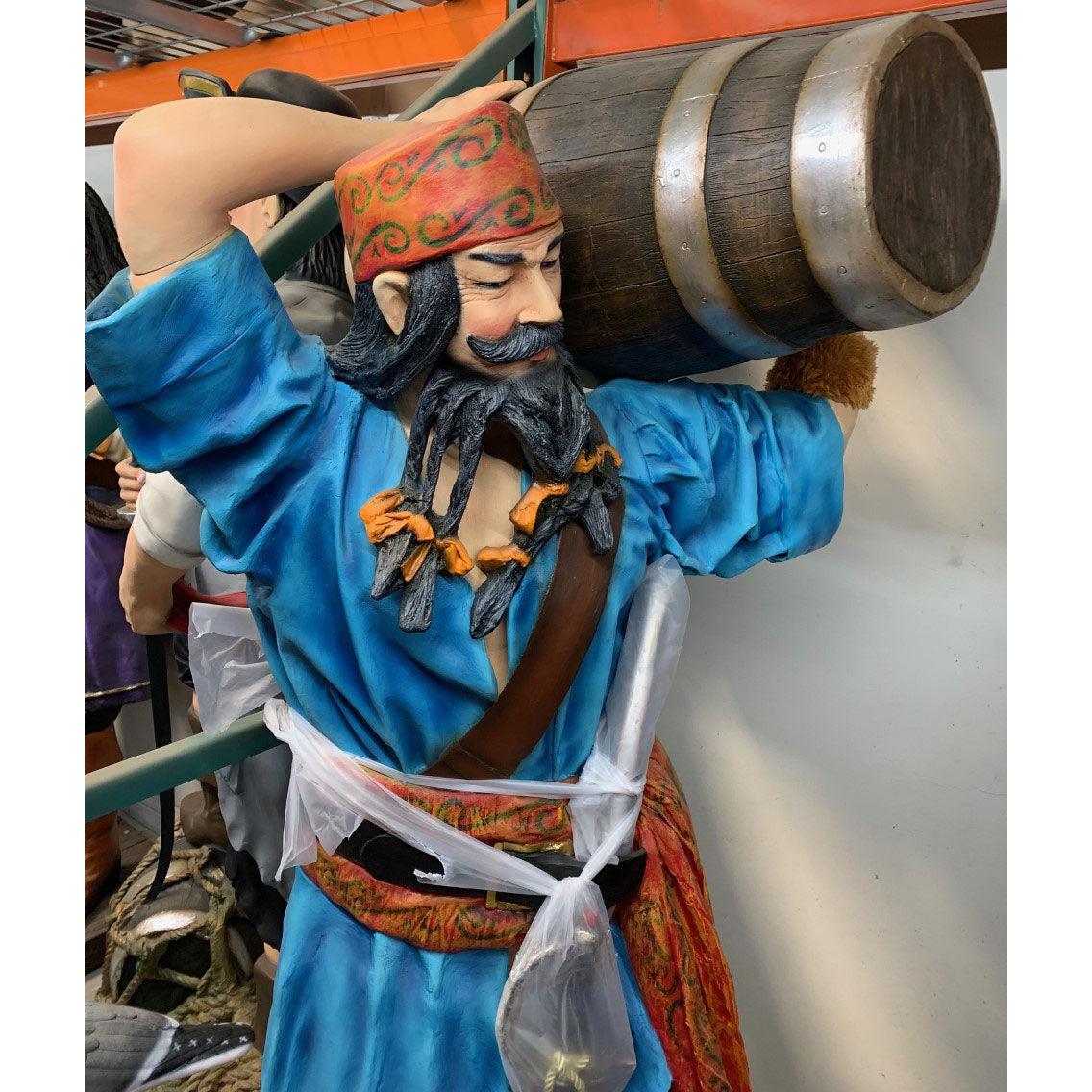 Pirate Holding Barrel Life Size Statue