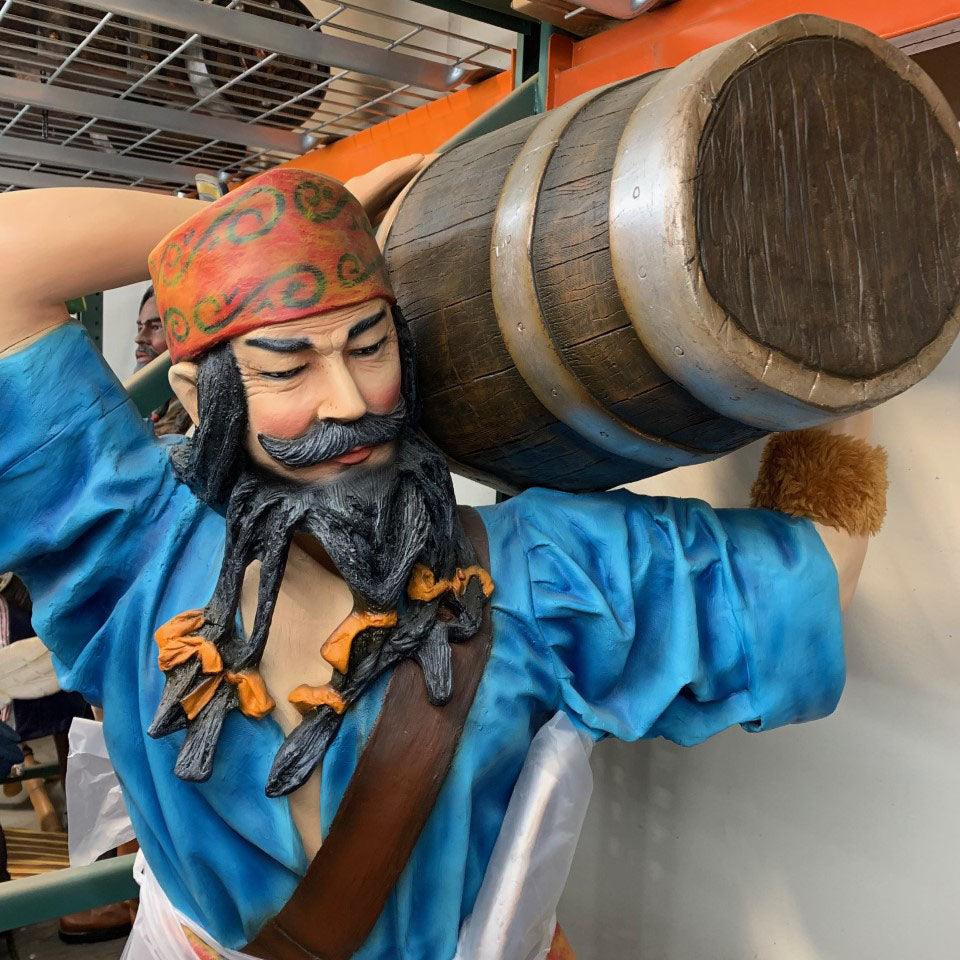 Pirate Holding Barrel Life Size Statue
